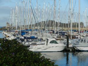 Ireland's Eye seen from the sailboat marina at Howth