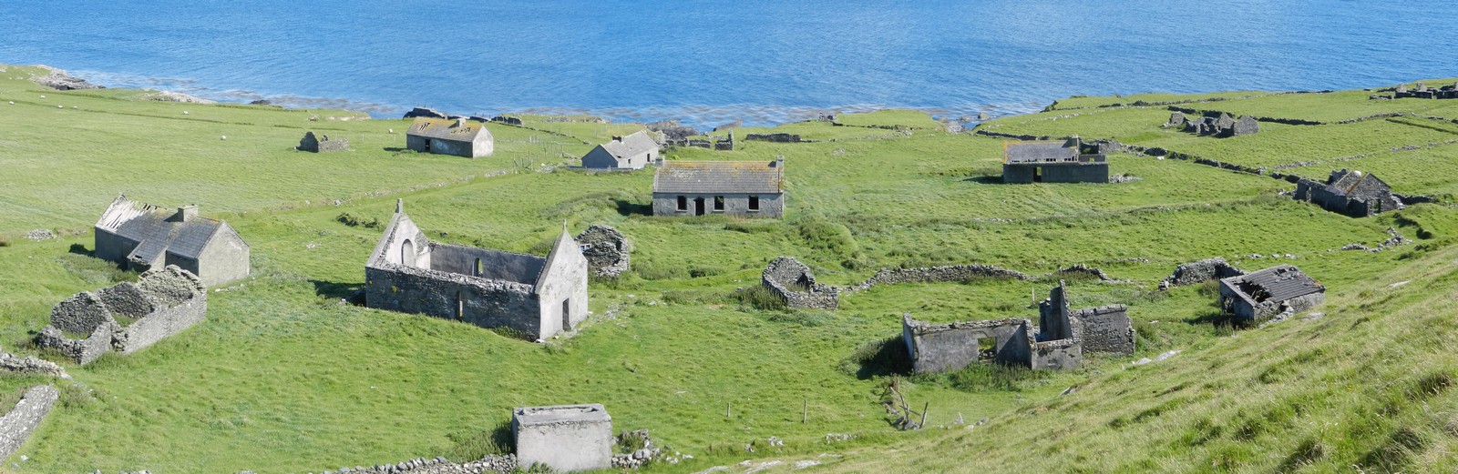 Inishark - abandoned houses and church
