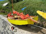 Mirror dinghy on the slipway