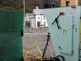 The Ballycastle ferry arriving at the harbour in Church Bay