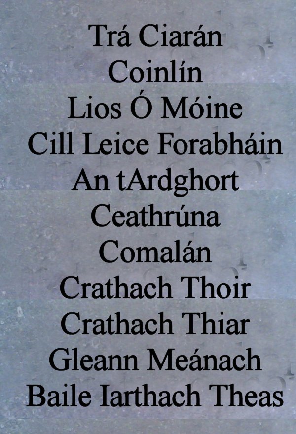 Some Cape Clear townland names to be seen on stone markers around the island.