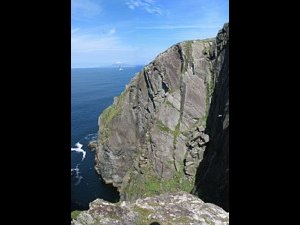 Cliffs on the north coast of the island. These cliffs are at the notch in the panorama photograph above.