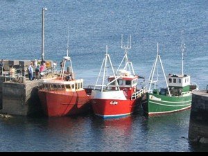 Boats in the island's main harbour