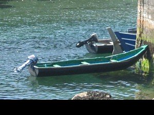 Boats in the island's main harbour